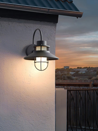 Utomhusvägglampa Industriell Svart | Gallerdesign Metall | E27 Vägglykta | IP44 Vattentålig