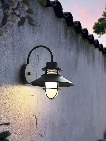 Utomhusvägglampa Industriell Svart | Gallerdesign Metall | E27 Vägglykta | IP44 Vattentålig