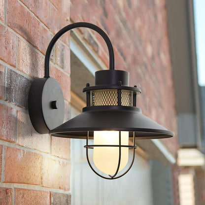 Utomhusvägglampa Industriell Svart | Gallerdesign Metall | E27 Vägglykta | IP44 Vattentålig
