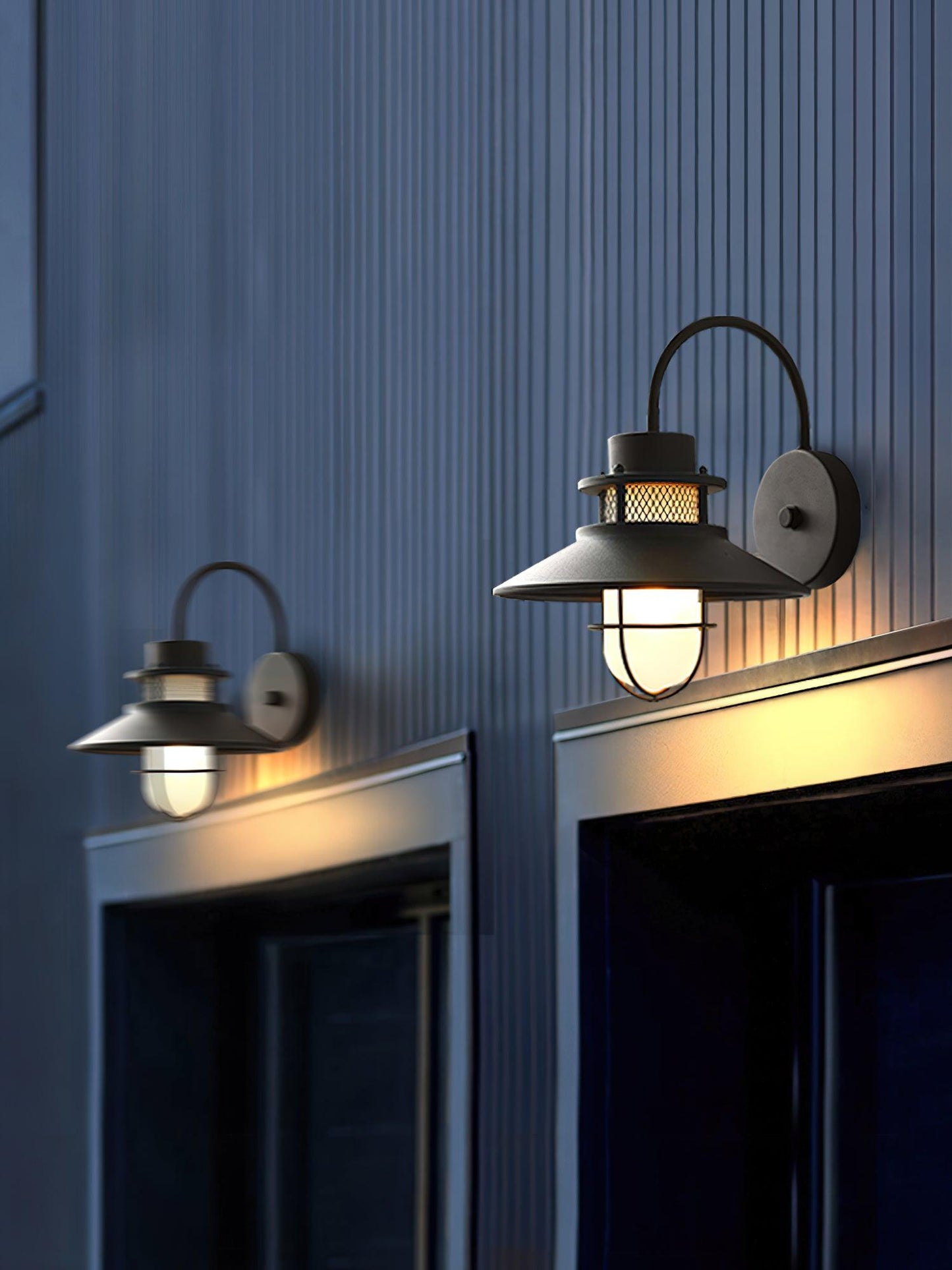Utomhusvägglampa Industriell Svart | Gallerdesign Metall | E27 Vägglykta | IP44 Vattentålig