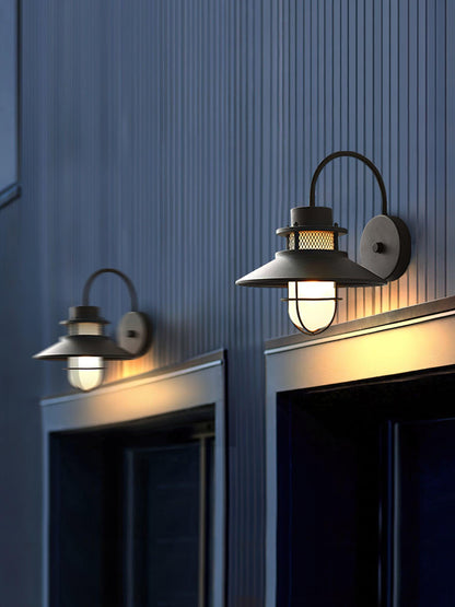 Utomhusvägglampa Industriell Svart | Gallerdesign Metall | E27 Vägglykta | IP44 Vattentålig