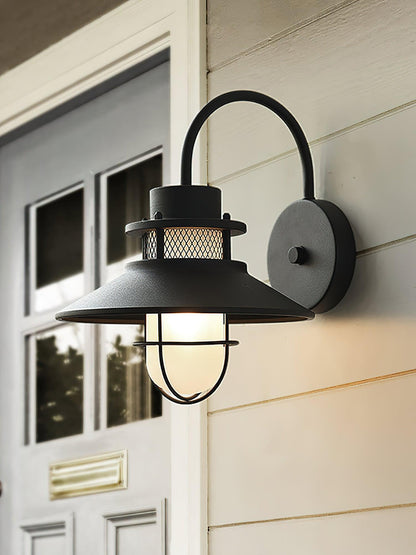 Utomhusvägglampa Industriell Svart | Gallerdesign Metall | E27 Vägglykta | IP44 Vattentålig