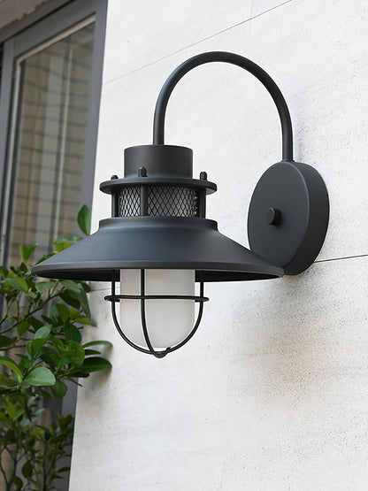 Utomhusvägglampa Industriell Svart | Gallerdesign Metall | E27 Vägglykta | IP44 Vattentålig