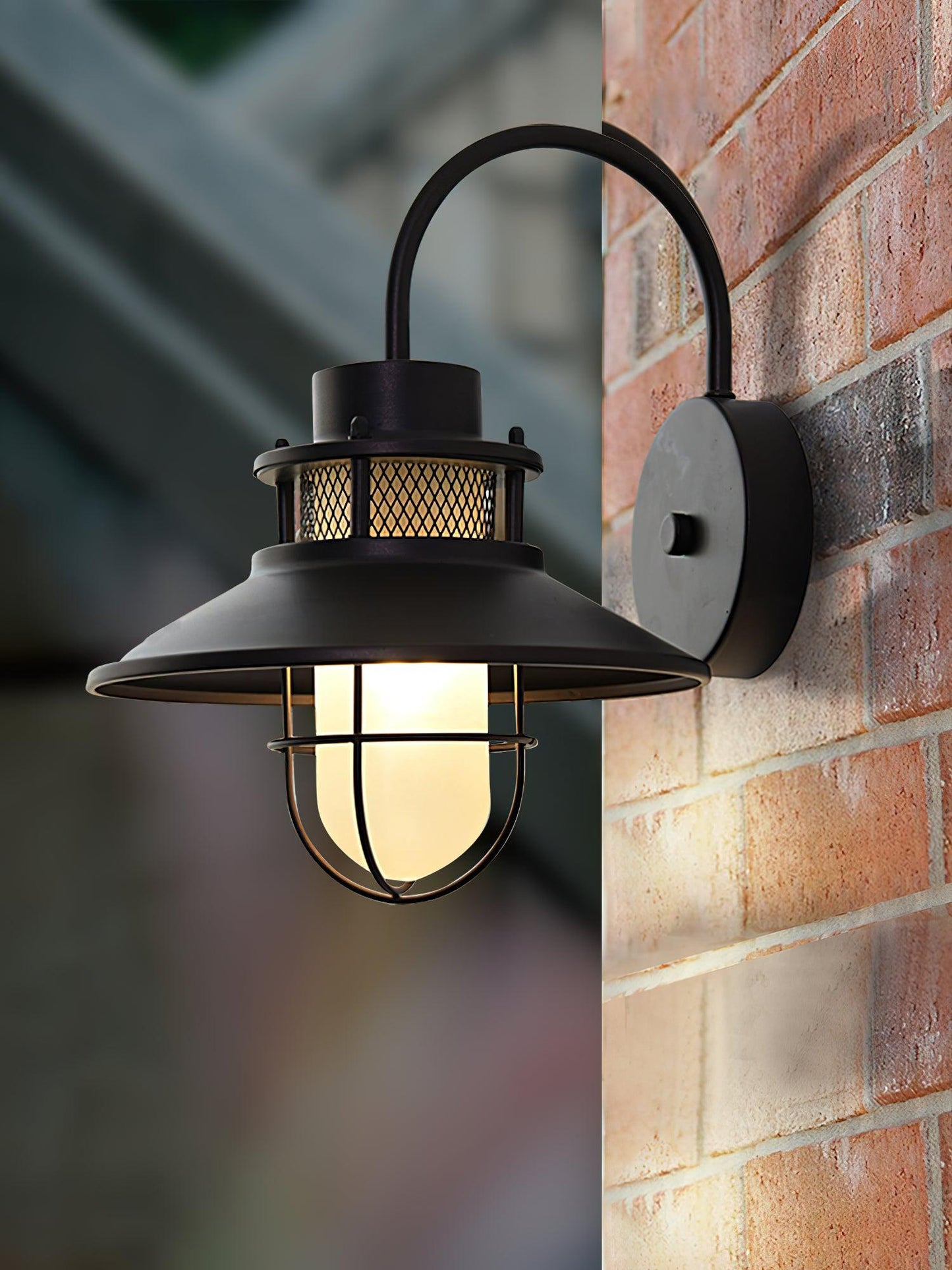 Utomhusvägglampa Industriell Svart | Gallerdesign Metall | E27 Vägglykta | IP44 Vattentålig