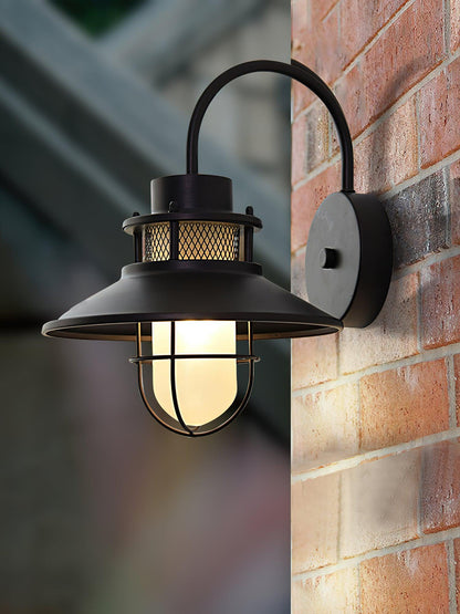 Utomhusvägglampa Industriell Svart | Gallerdesign Metall | E27 Vägglykta | IP44 Vattentålig