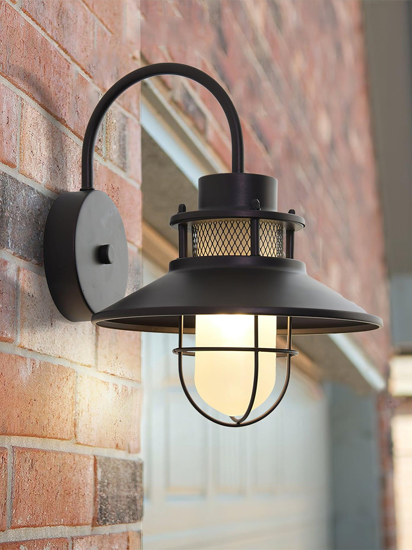 Utomhusvägglampa Industriell Svart | Gallerdesign Metall | E27 Vägglykta | IP44 Vattentålig