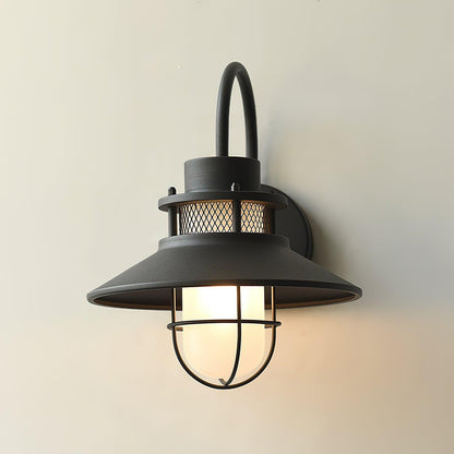 Utomhusvägglampa Industriell Svart | Gallerdesign Metall | E27 Vägglykta | IP44 Vattentålig
