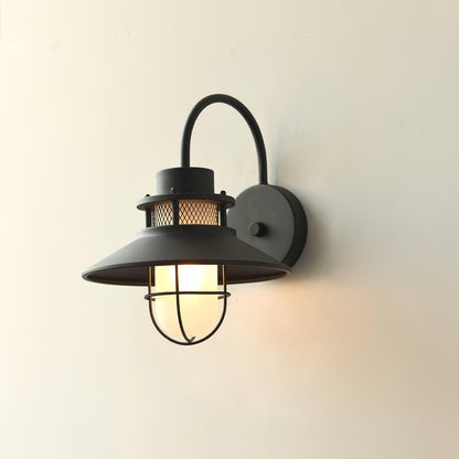 Utomhusvägglampa Industriell Svart | Gallerdesign Metall | E27 Vägglykta | IP44 Vattentålig