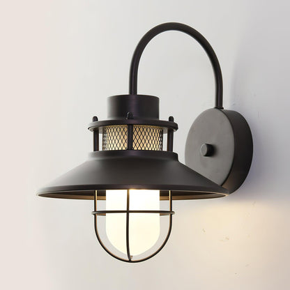 Utomhusvägglampa Industriell Svart | Gallerdesign Metall | E27 Vägglykta | IP44 Vattentålig