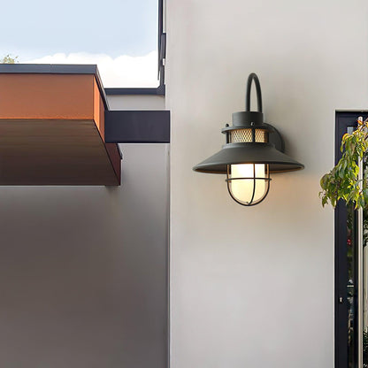 Utomhusvägglampa Industriell Svart | Gallerdesign Metall | E27 Vägglykta | IP44 Vattentålig