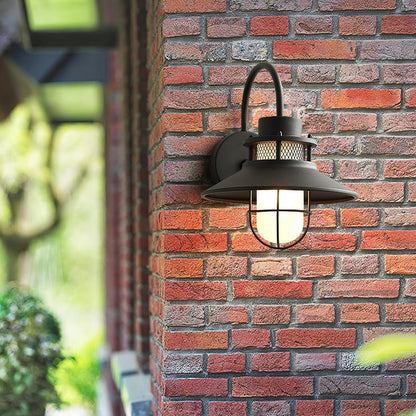 Utomhusvägglampa Industriell Svart | Gallerdesign Metall | E27 Vägglykta | IP44 Vattentålig