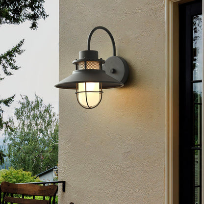 Utomhusvägglampa Industriell Svart | Gallerdesign Metall | E27 Vägglykta | IP44 Vattentålig