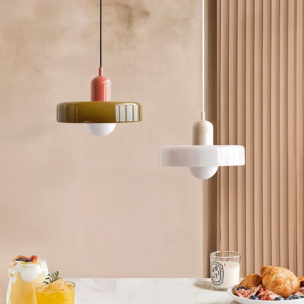 Fjolyn | Taklampa i Bauhaus-inspirerad Färgat Glas för Inomhusbruk