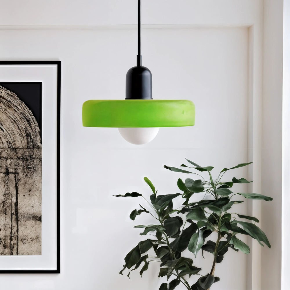 Fjolyn | Taklampa i Bauhaus-inspirerad Färgat Glas för Inomhusbruk