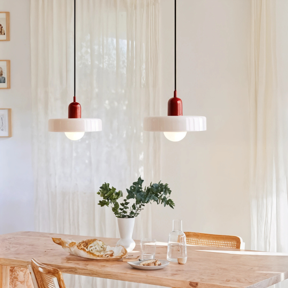 Fjolyn | Taklampa i Bauhaus-inspirerad Färgat Glas för Inomhusbruk