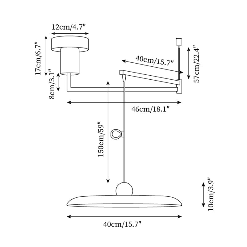 Pendellampa höjdjusterbar i metall | 40 eller 50 cm | fem färger | dimbar LED för matbord