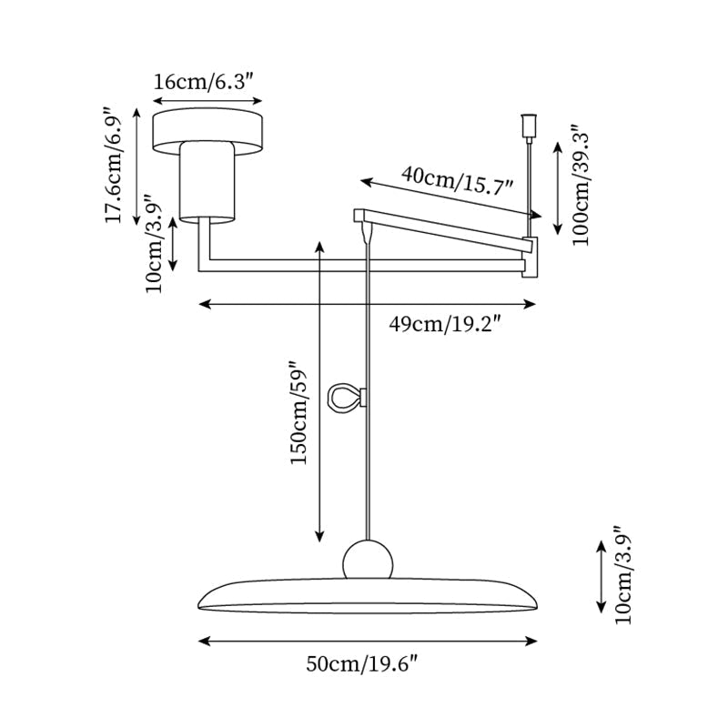 Pendellampa höjdjusterbar i metall | 40 eller 50 cm | fem färger | dimbar LED för matbord
