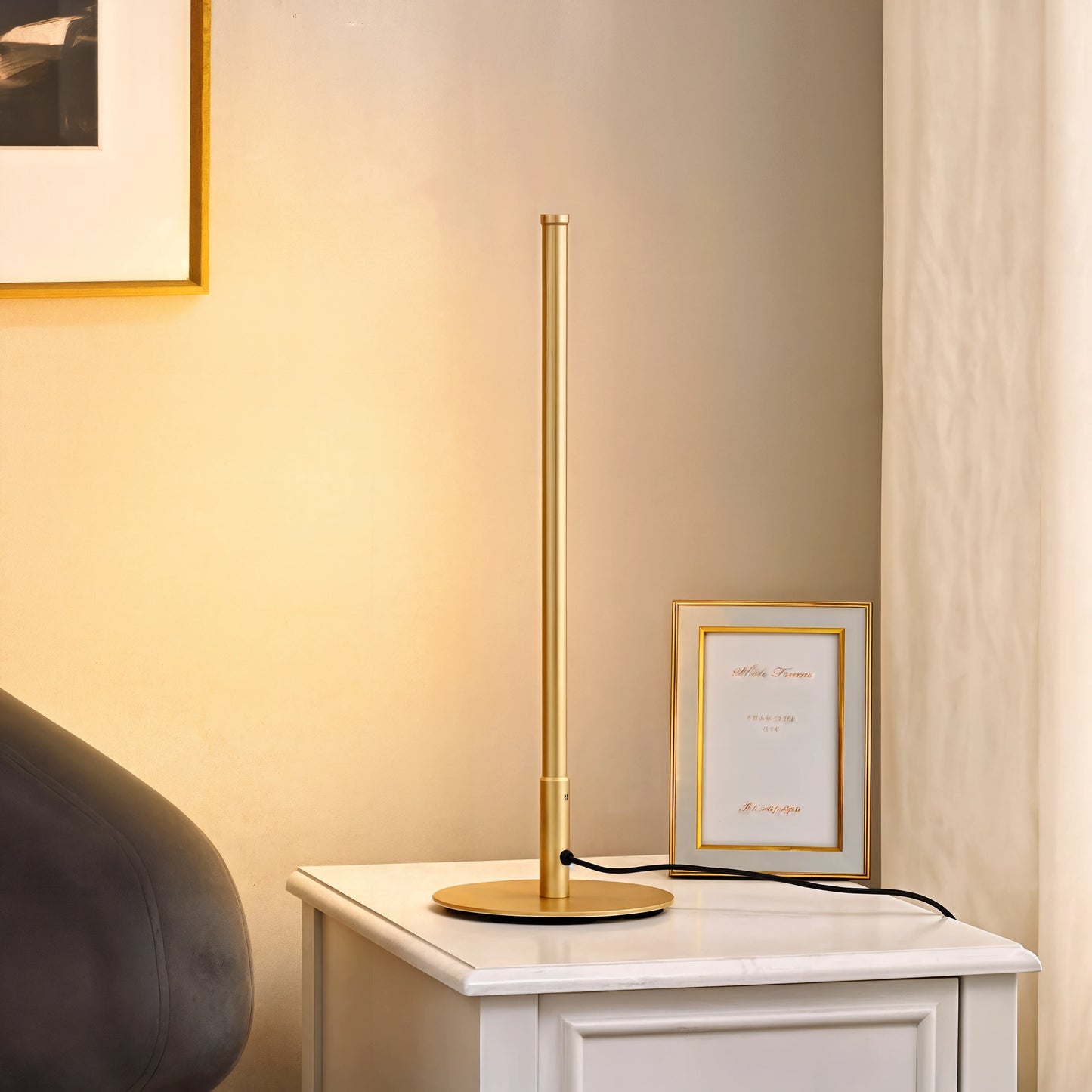 Gyllene Bordslampa LED - Elegant Mässing Design, Liten Rund Bordslampa för Hemmet - 3
