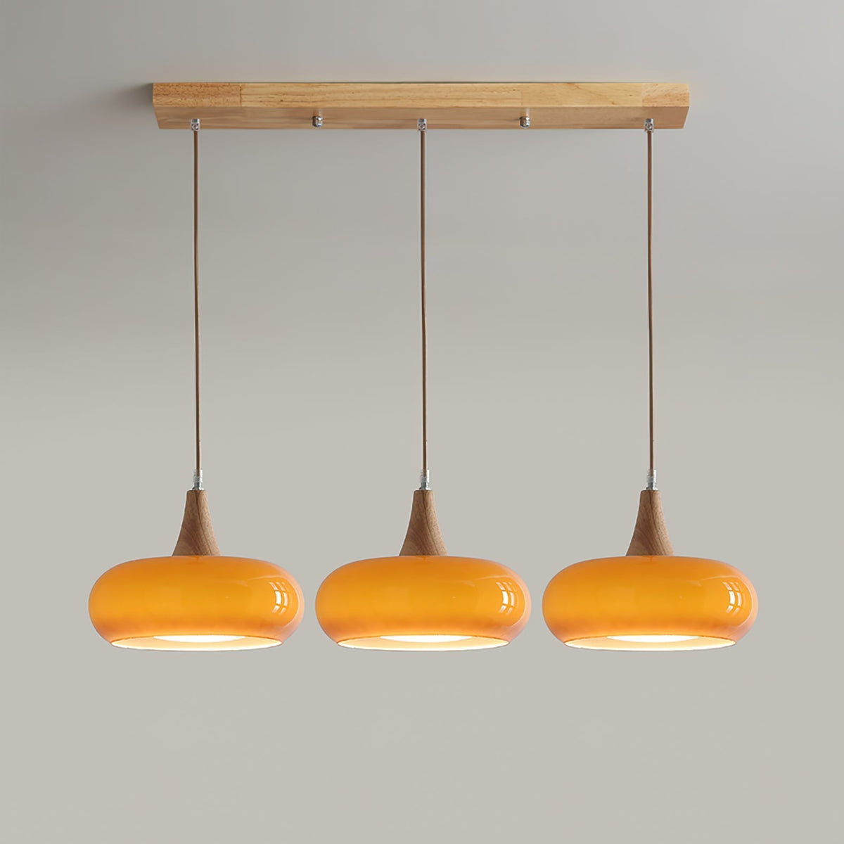 Pendellampa Skandinavisk i Glas och Metall | Orange eller Vit Glasskärm | 1, 2 eller 3 Lampor | E27