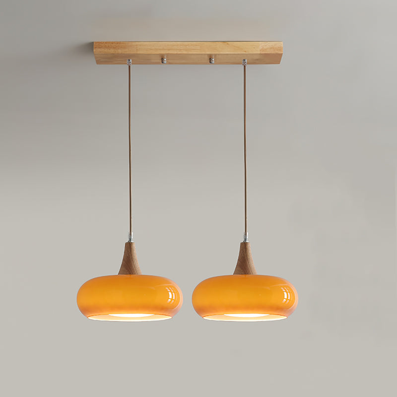 Pendellampa Skandinavisk i Glas och Metall | Orange eller Vit Glasskärm | 1, 2 eller 3 Lampor | E27