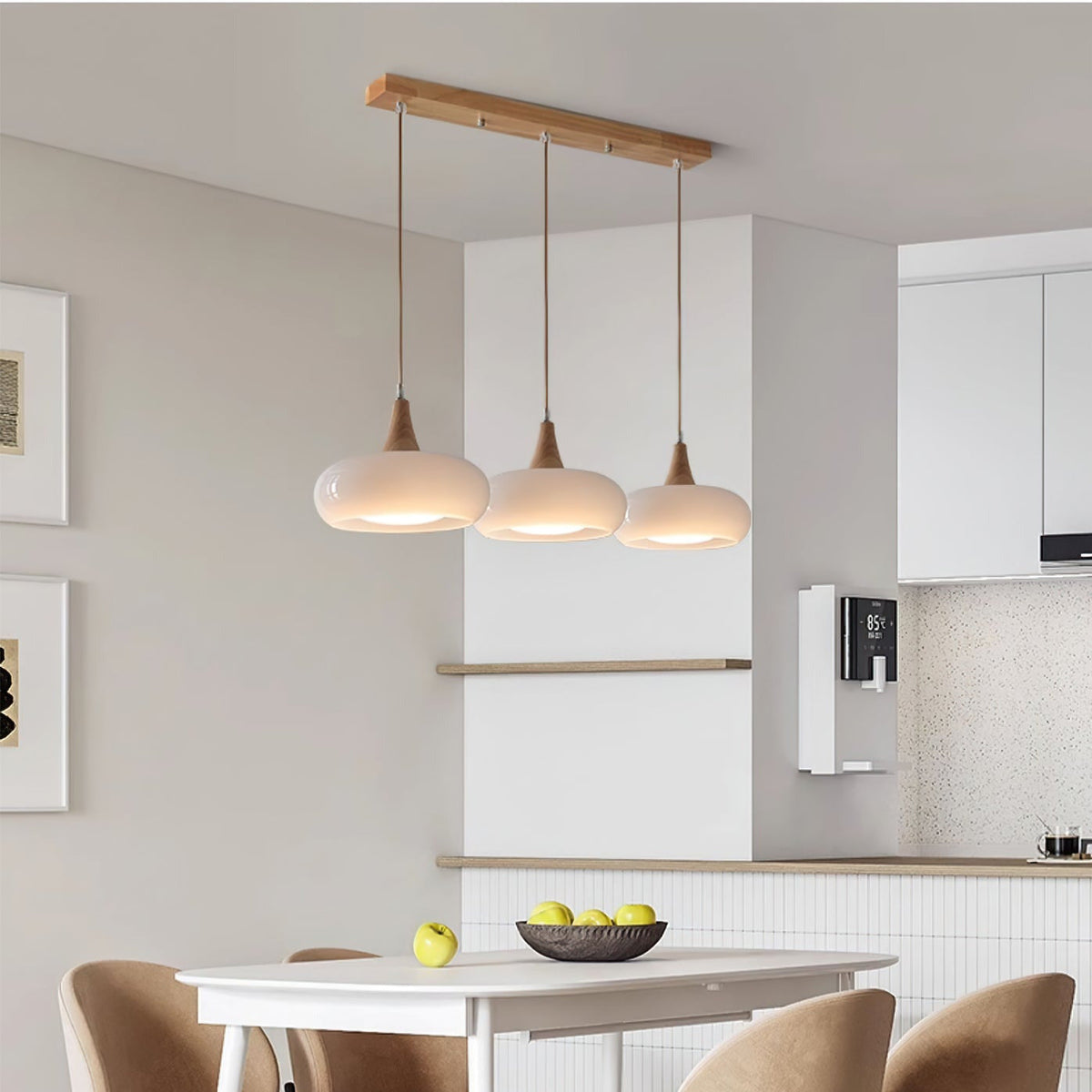 Pendellampa Skandinavisk i Glas och Metall | Orange eller Vit Glasskärm | 1, 2 eller 3 Lampor | E27