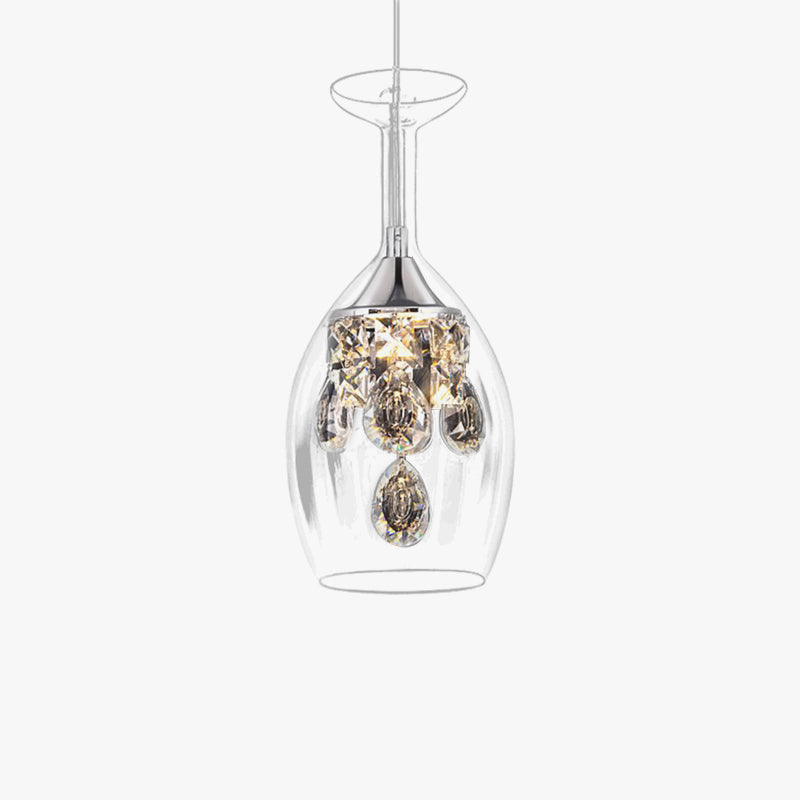 Pendellampa i glas formad som ett vinglas | kristaller | 17,8 eller 28 cm | tre ljusfärger