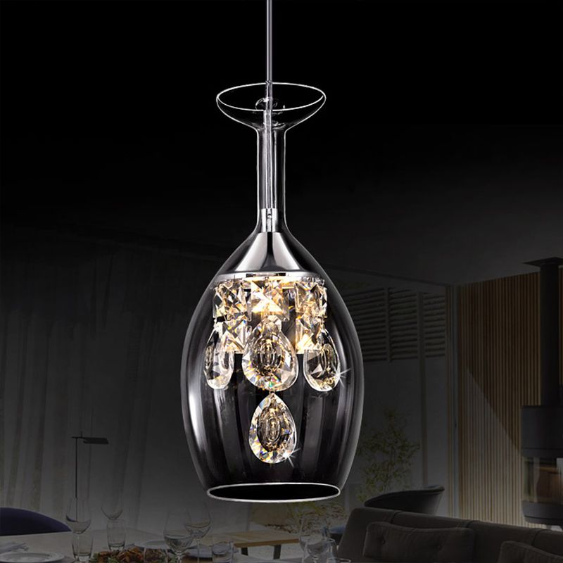 Pendellampa i glas formad som ett vinglas | kristaller | 17,8 eller 28 cm | tre ljusfärger