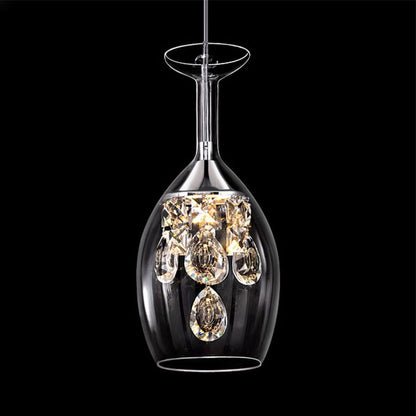 Pendellampa i glas formad som ett vinglas | kristaller | 17,8 eller 28 cm | tre ljusfärger