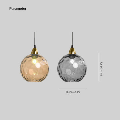 Pendelleuchte Glaskugel | Glas mit Wasserwellen in 10 Farben | Deckenabdeckung in Schwarz oder Gold | Wohnzimmer
