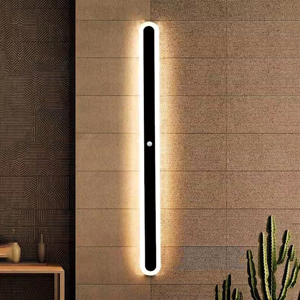 Außenwandleuchte | Lineare LED aus Schwarzem Metall | IP65 mit Bewegungssensor oder Dimmbar | 40–220 cm