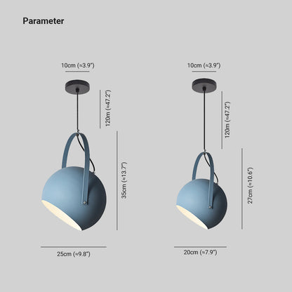 Pendelleuchte Kugel aus Metall | Gelb, Hellblau, Rosa, Dunkelblau oder Grau | Ø 20 oder 25 cm | LED-Lampe inklusive