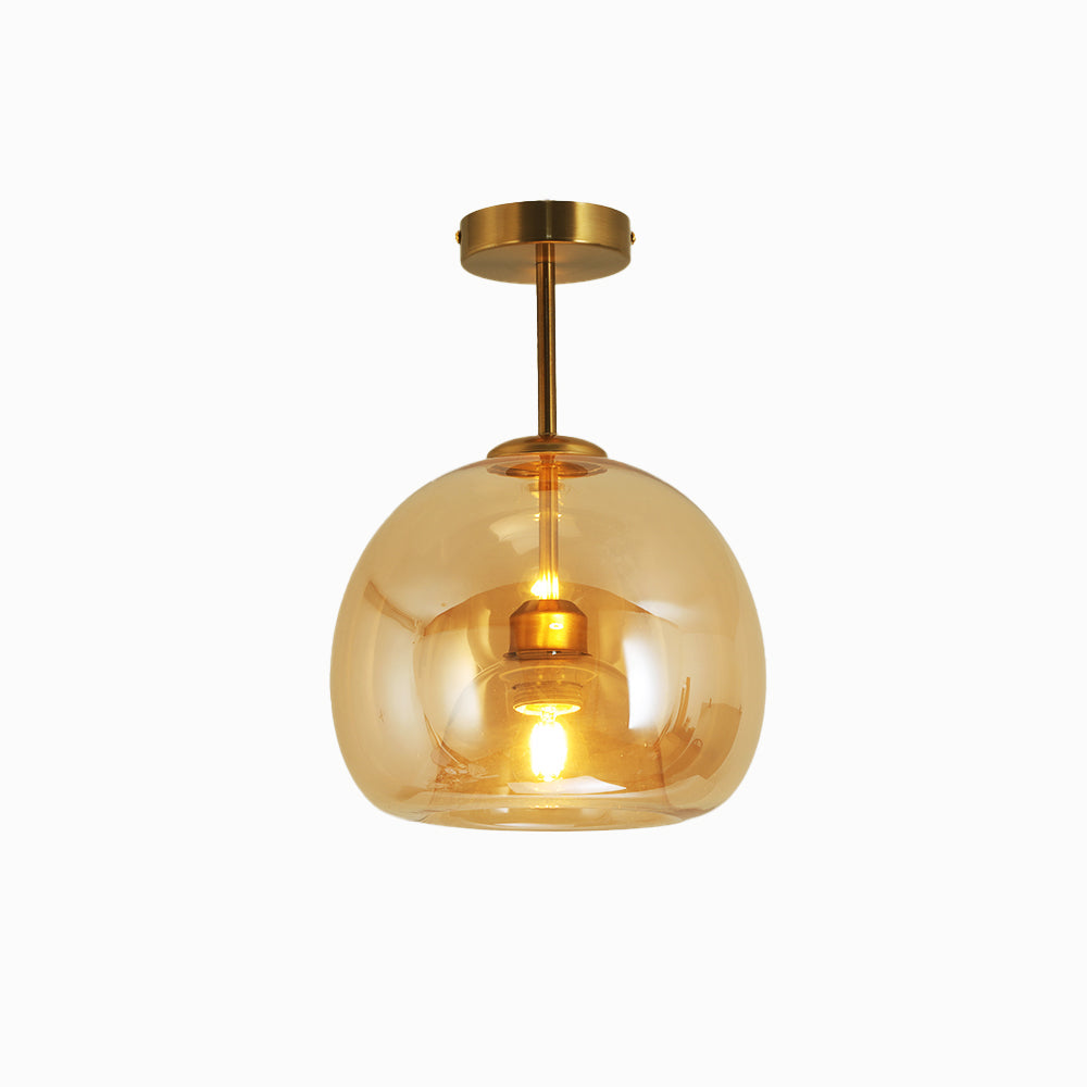 Deckenleuchte aus Glas und Metall | Kuppelförmiger Glasschirm in Gold oder Schwarz | Als Deckenlampe oder Pendelleuchte | Wohnzimmer und Schlafzimmer