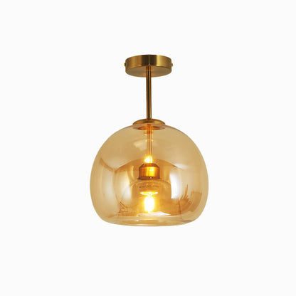 Deckenleuchte aus Glas und Metall | Kuppelförmiger Glasschirm in Gold oder Schwarz | Als Deckenlampe oder Pendelleuchte | Wohnzimmer und Schlafzimmer