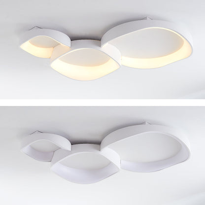 Deckenleuchte LED in Schalenform aus Weißem Metall und Acryl | 3 Lichtfarben | 40, 50 oder 110 cm | Für das Wohnzimmer