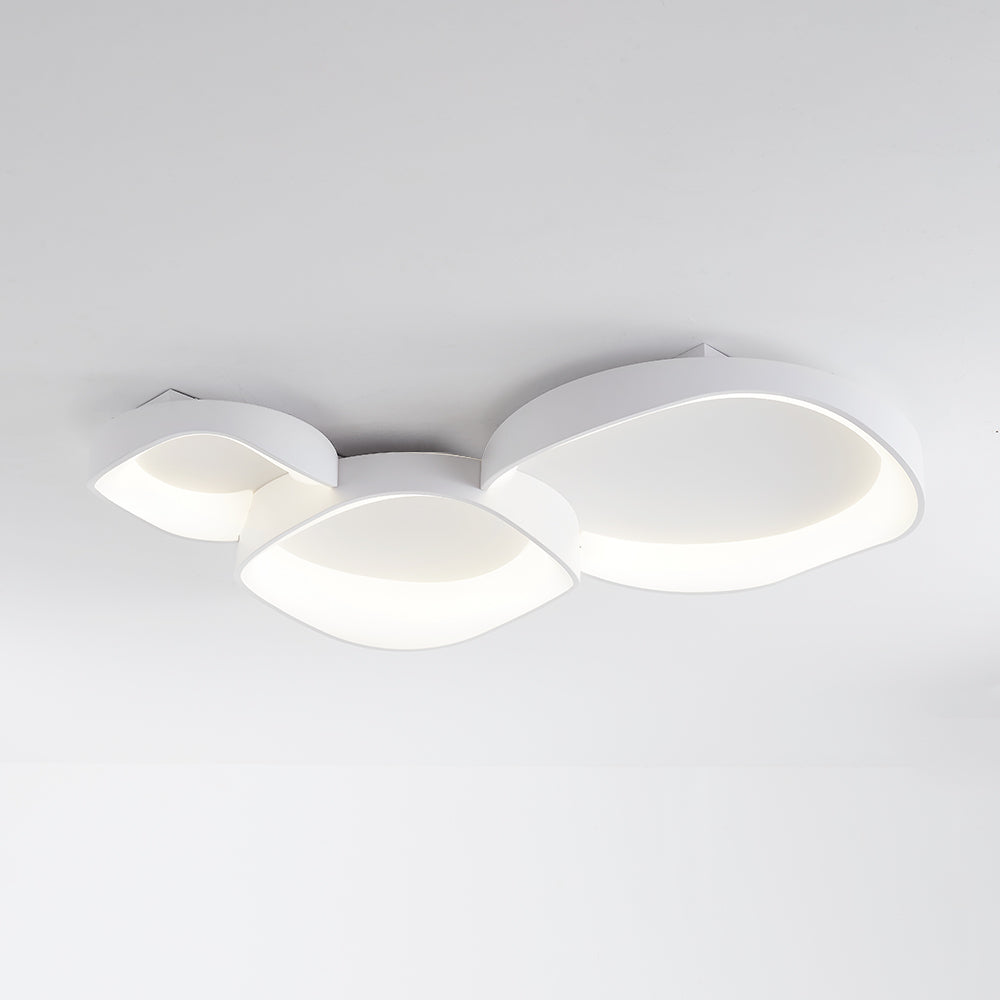 Deckenleuchte LED in Schalenform aus Weißem Metall und Acryl | 3 Lichtfarben | 40, 50 oder 110 cm | Für das Wohnzimmer