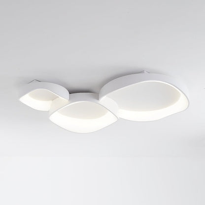 Deckenleuchte LED in Schalenform aus Weißem Metall und Acryl | 3 Lichtfarben | 40, 50 oder 110 cm | Für das Wohnzimmer