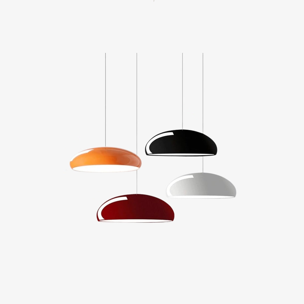 Pendellampa i Akryl och Metall | Rundad Skärm i Orange, Svart, Vit eller Vinröd | Ø 35,1–59,9 cm | 3 Ljusfärger