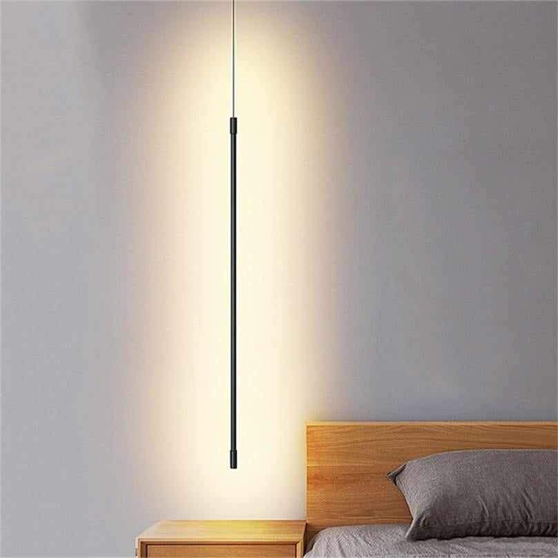 Pendellampa Sovrum | Linjär LED i Svart Metall och Akryl | 3 Ljusfärger | 50–100 cm