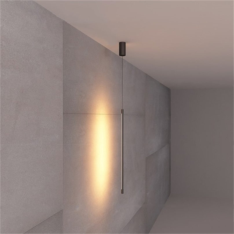Pendellampa Sovrum | Linjär LED i Svart Metall och Akryl | 3 Ljusfärger | 50–100 cm