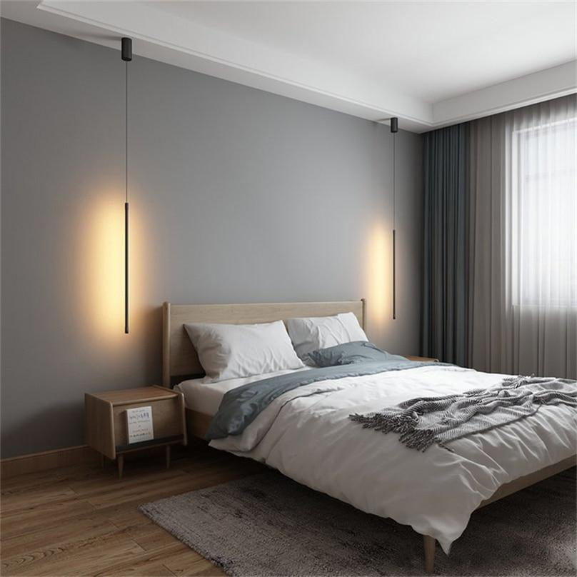 Pendellampa Sovrum | Linjär LED i Svart Metall och Akryl | 3 Ljusfärger | 50–100 cm