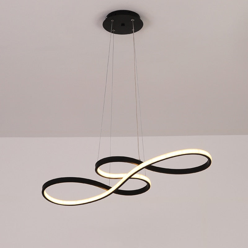 Pendellampa Matbord | Linjär LED Inspirerad av Noter | Svart, Vit eller Guld | 75–100 cm
