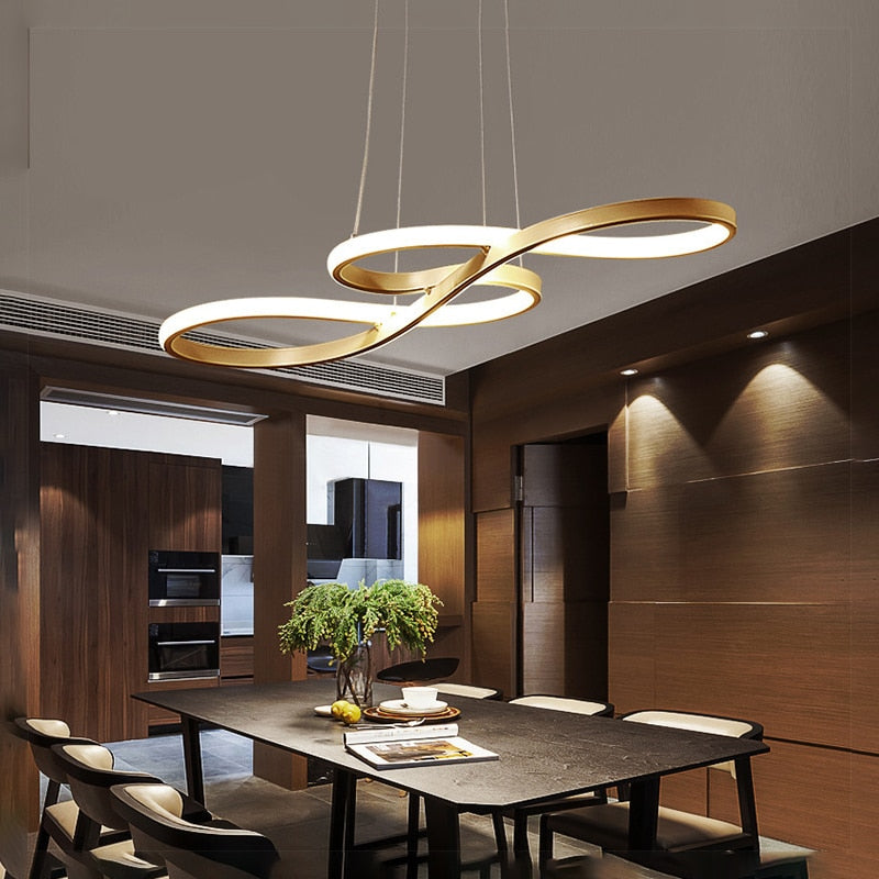 Pendellampa Matbord | Linjär LED Inspirerad av Noter | Svart, Vit eller Guld | 75–100 cm