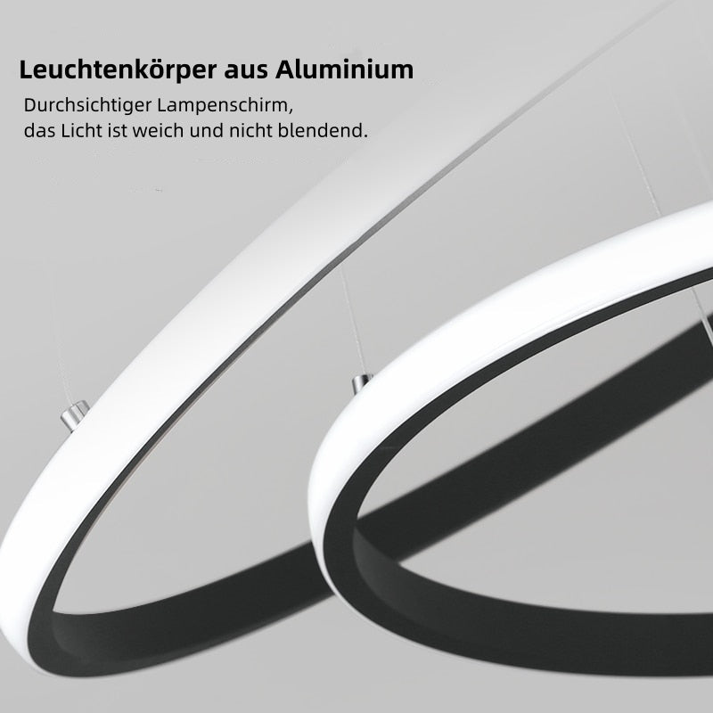 Pendelleuchte mit Ringen LED | Schwarz, Weiß, Kaffeebraun oder Gold | 2–4 Ringe | Ø 20–80 cm