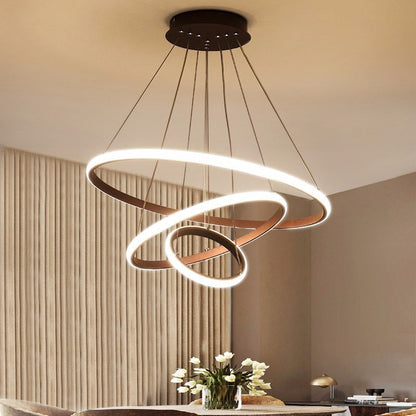 Pendelleuchte mit Ringen LED | Schwarz, Weiß, Kaffeebraun oder Gold | 2–4 Ringe | Ø 20–80 cm