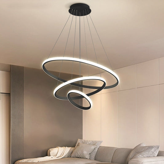 Pendellampa med Ringar LED | Svart, Vit, Kaffebrun eller Guld | 2–4 Ringar | Ø 20–80 cm