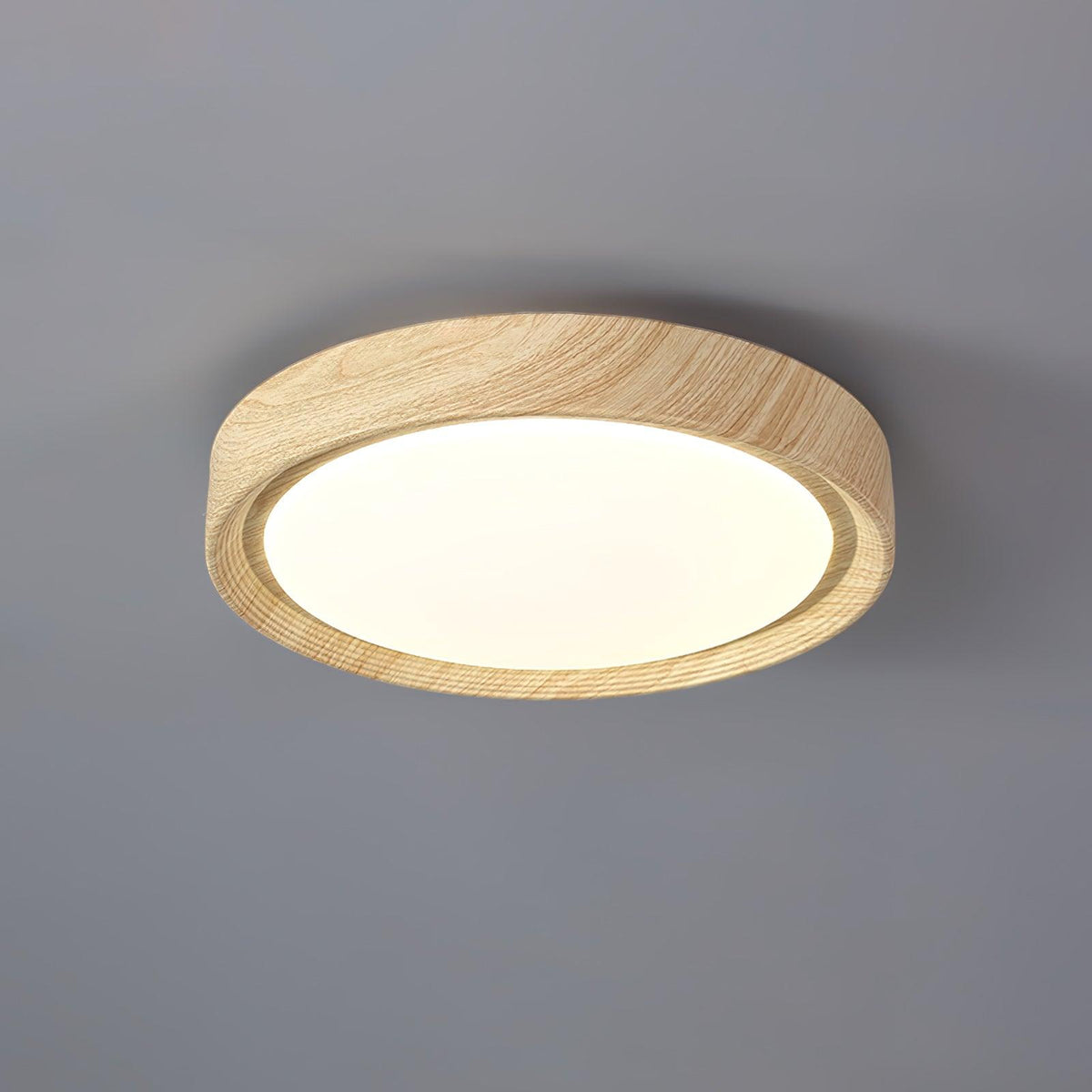 Taklampa i trädekor med akrylskärm | dimbar LED 18–36 W | Ø 28–48 cm | valnöt eller vit ek