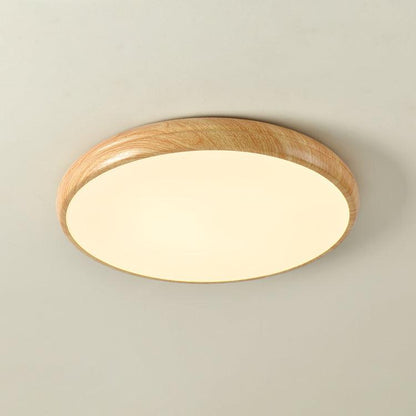 Taklampa i trädekor med akrylskärm | dimbar LED 18–36 W | Ø 28–48 cm | valnöt eller vit ek