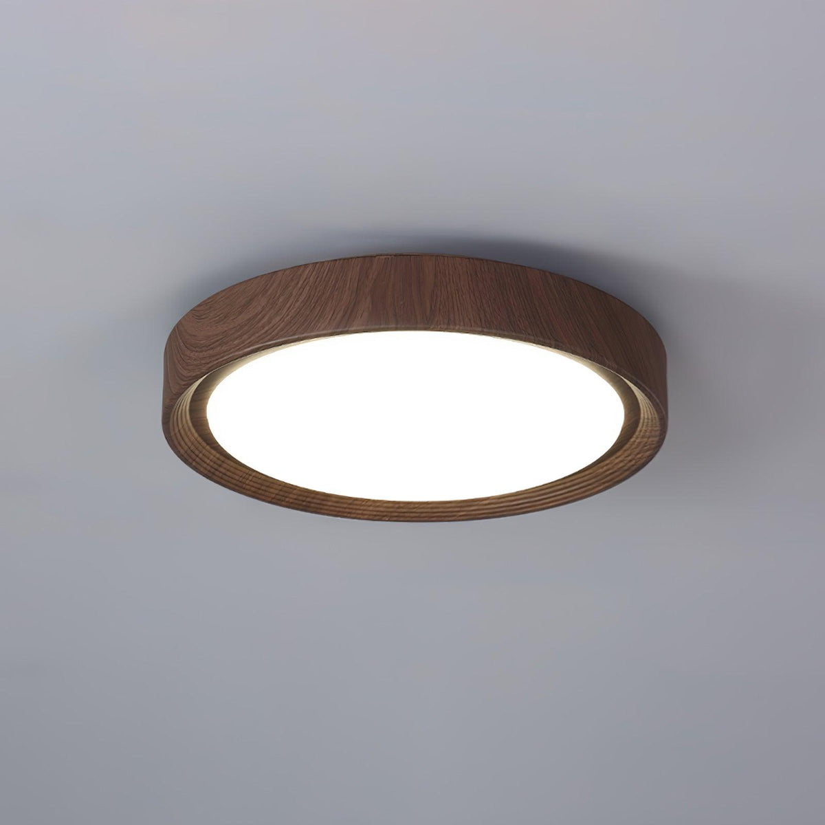 Taklampa i trädekor med akrylskärm | dimbar LED 18–36 W | Ø 28–48 cm | valnöt eller vit ek