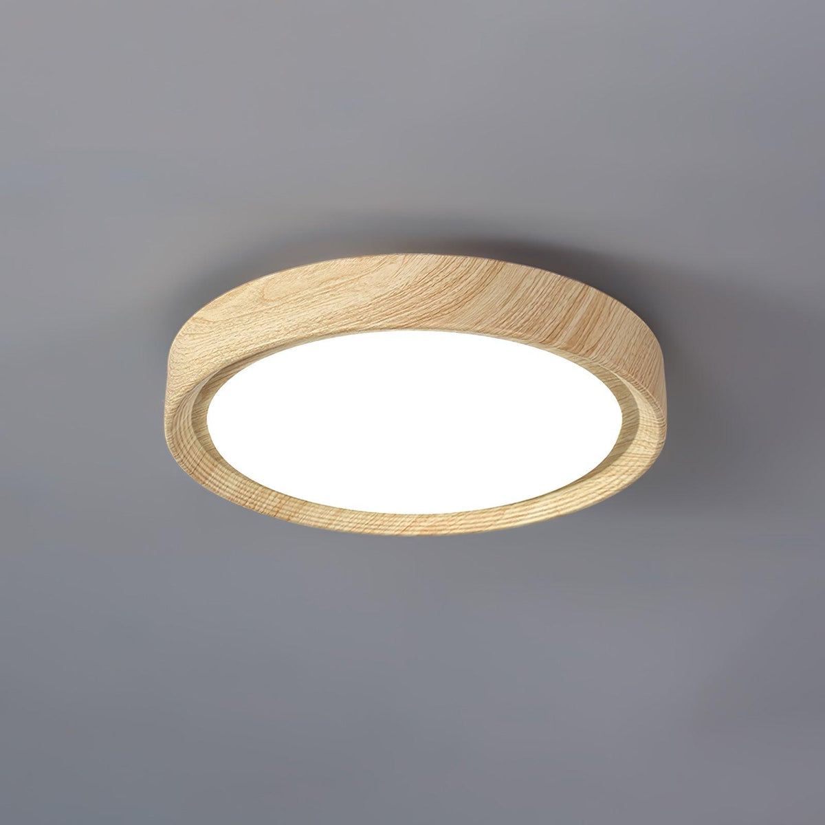 Taklampa i trädekor med akrylskärm | dimbar LED 18–36 W | Ø 28–48 cm | valnöt eller vit ek
