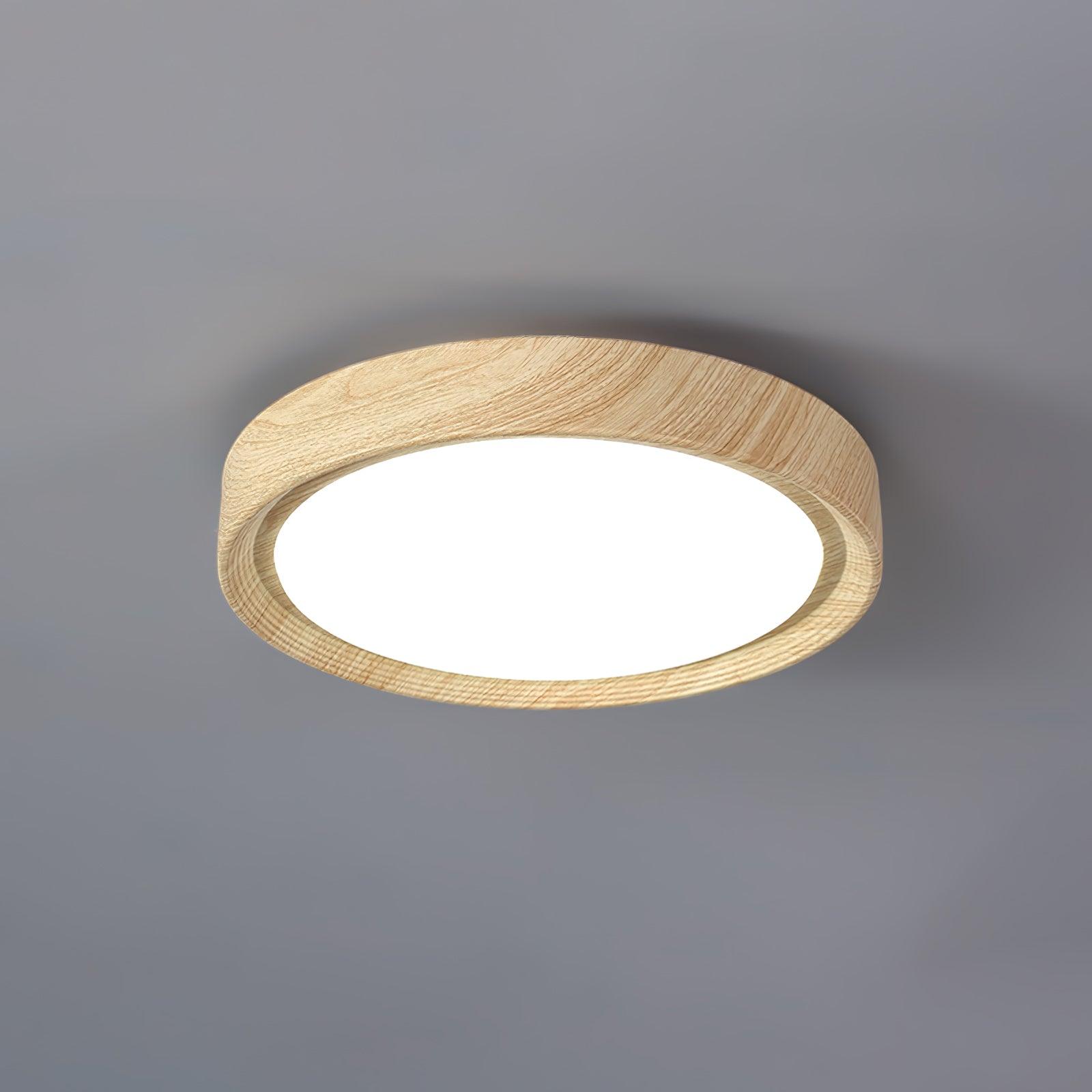 Taklampa i trädekor med akrylskärm | dimbar LED 18–36 W | Ø 28–48 cm | valnöt eller vit ek